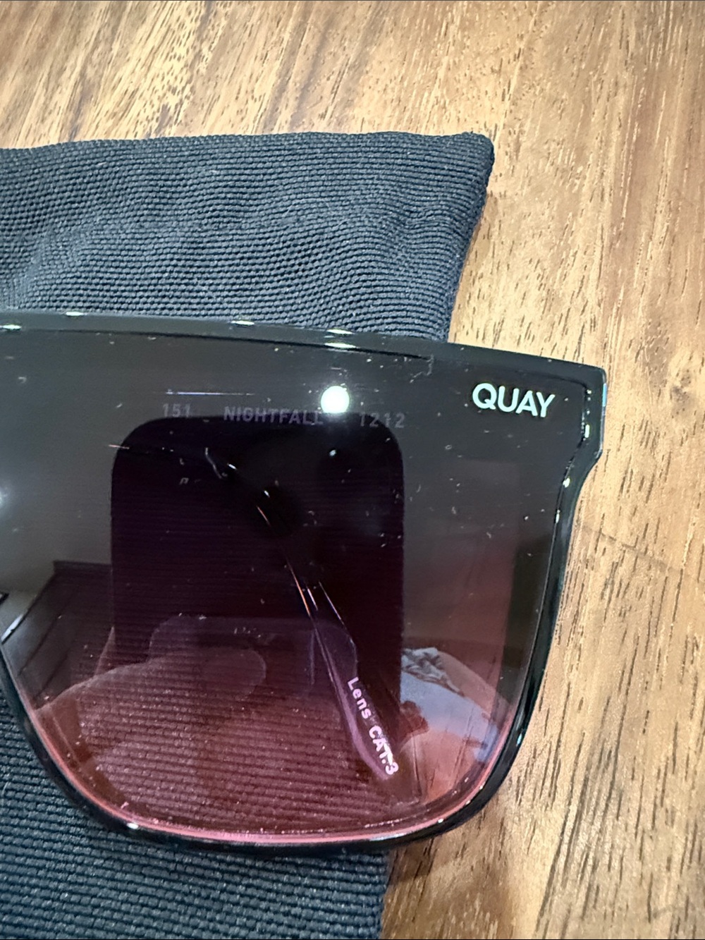 Quay Australia Black Frame Sunglasses with Gradient Pink-Brown Lenses - Picture 2 of 7